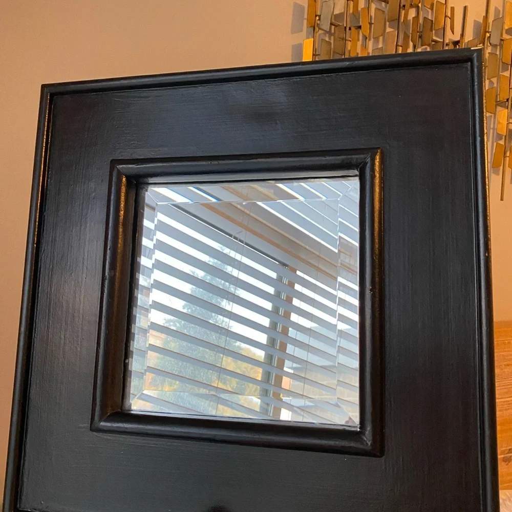Mirror Square Dark Brown Wood Stained Frame 16x16